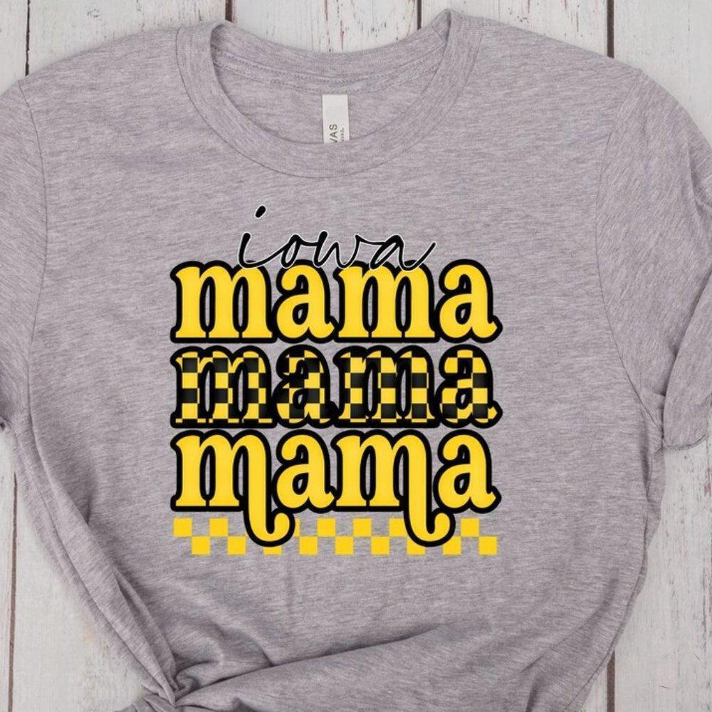 Retro Iowa Mama Mama Layered Sport Grey Shirt Retro Tee H467